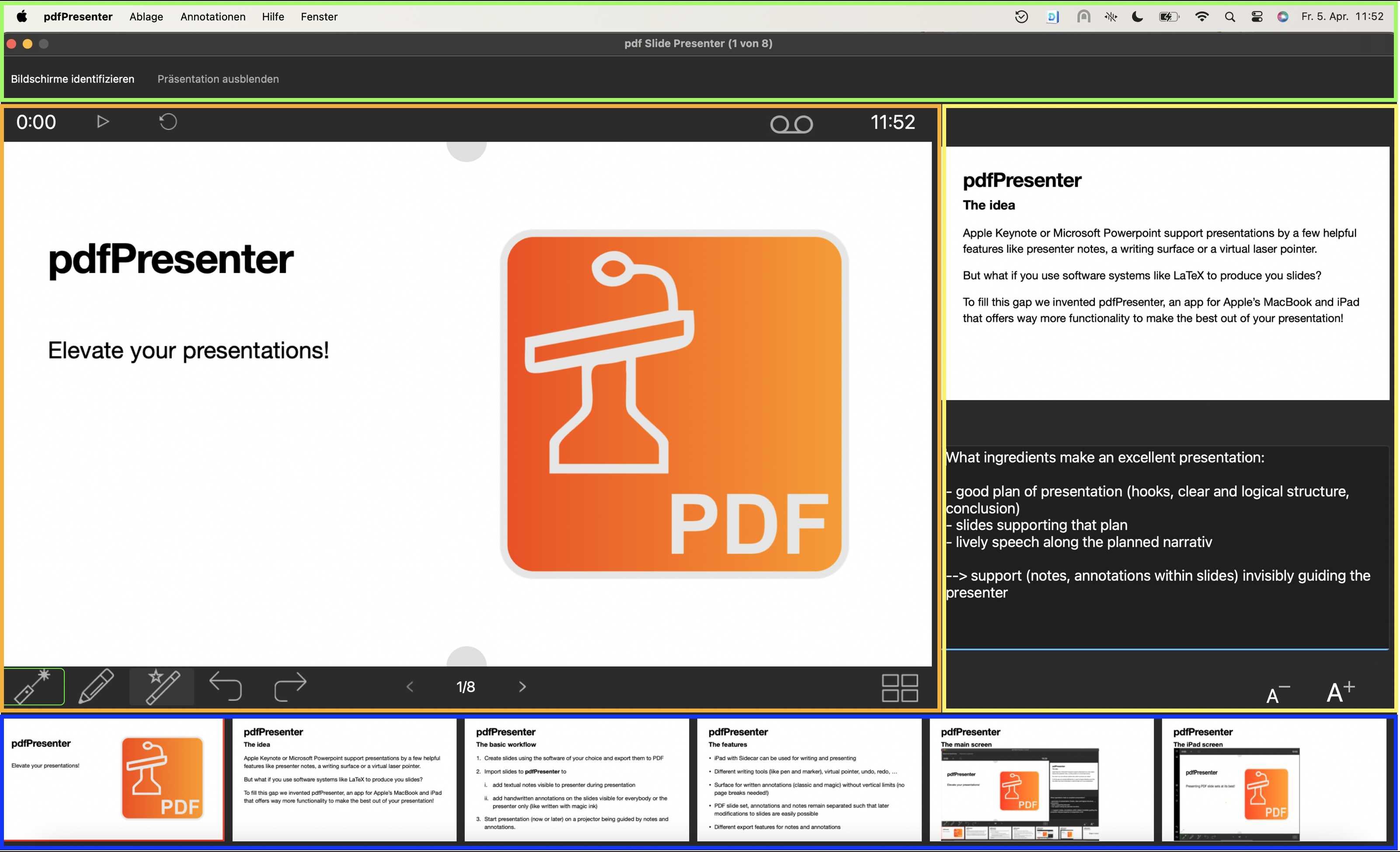 pdfPresenter Hauptfenster